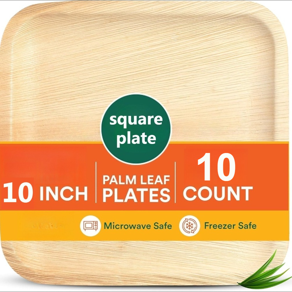 Image of 30pcs Pack Palm Leaf Plates - Suitable For Weddings, Parties, Outdoor Picnic | / Square Plates | Sturdy Thickened Tableware For Dinner Parties, Weddings, Bbqs | Disposable Dinner Plates
