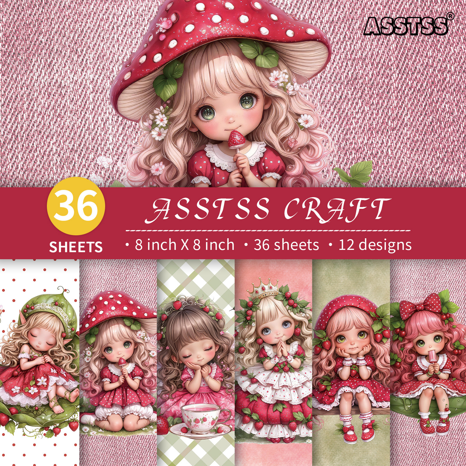 TEMU Bloc de papier scrapbooking de 36 feuilles mesurant 8X8 pouces, avec un thème adorable de fée . Ce papier cartonné épais est parfait pour le