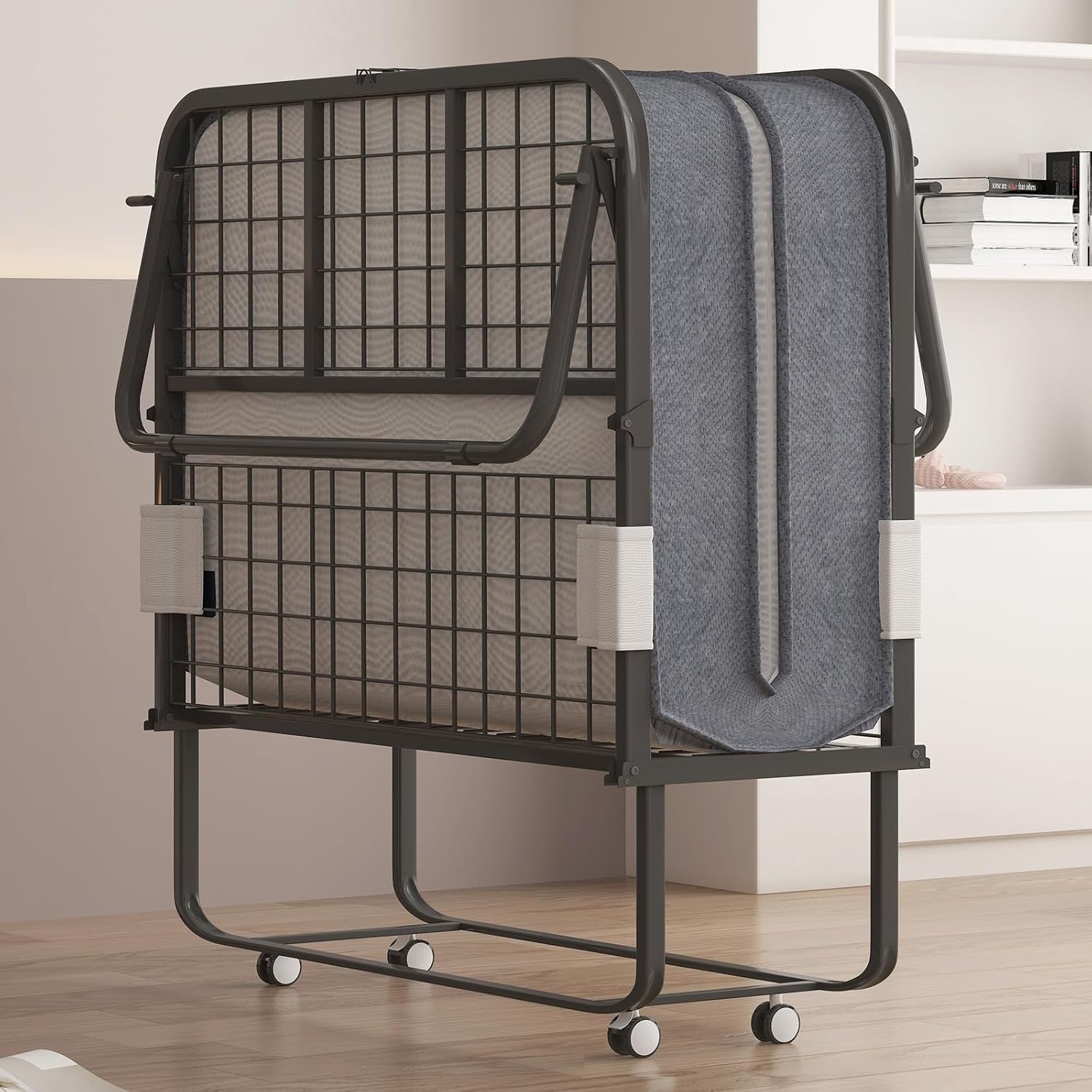 Folding Bed With 4 Inch Memory Foam Mattress, Single * For Guests, Space  Saving Portable Bed With Lockable Wheels, Easy Assembly\u0026 Moving, 75 X  46(Standard), image size:1500x1500