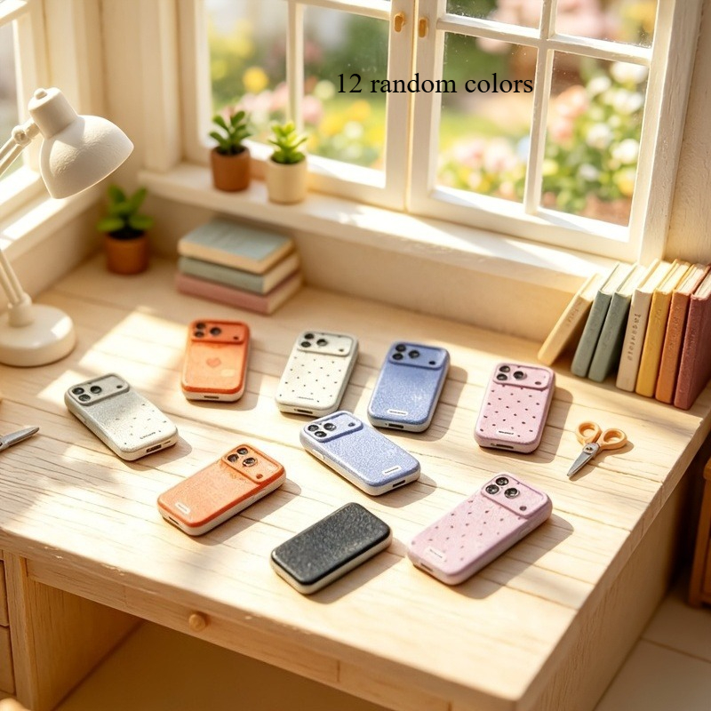 TEMU 12 Mini Teléfonos de Color Aleatorio, Conjuntos de Teléfonos en Miniatura a 1:12, Adecuados para Coleccionar y Decorar, Detalles Excelentes,