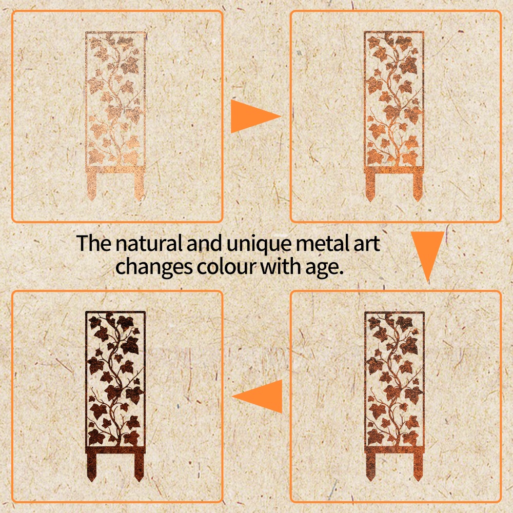 1pc Hand-Welded Wrought Iron Maple Leaf Screens, Rusty Privacy Screens, Garden Screens with Stands, And Garden Decorations Featuring Garden Stands