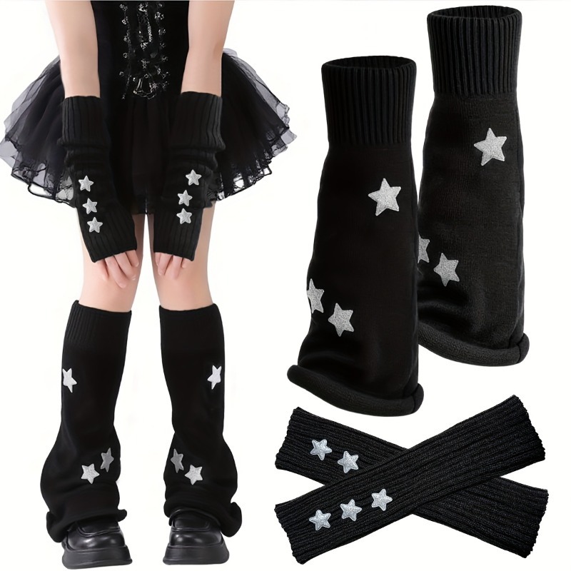 /set, Women's Socks Star Warm 1 Leg Cover And 1 Arm Sleeve, Sweet Cute Thigh High Socks Set, Clothing Props, Style, Fashion Trend