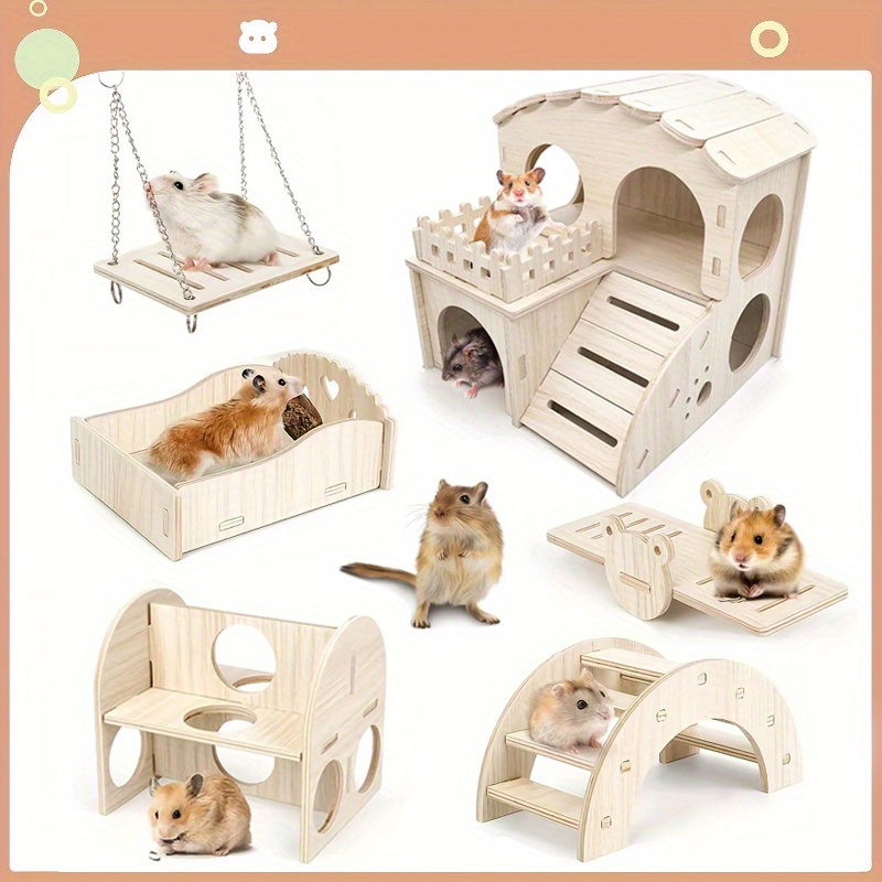 

Luxury Diy Wooden Hamster Toy Set, Comfortable And Chew Toys For Guinea Pigs, Rabbits, Groundhogs, Sand Rats, Mice, Rabbits And Squirrels