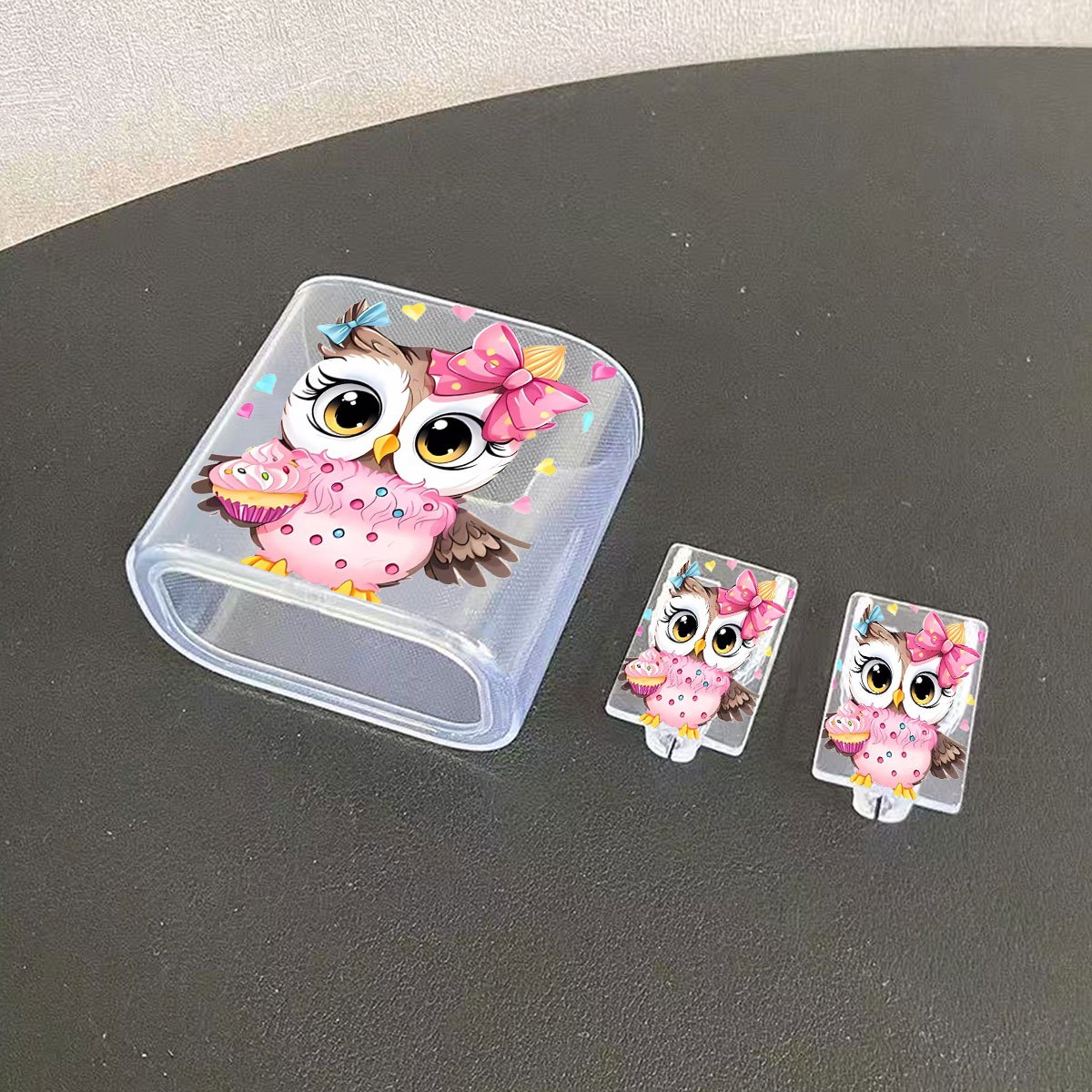 TEMU 3pcs Fairytale Owl Pattern Uk Plug For 25w Transparent Charger Protective Case For For Galaxy Uk Plug Mobile Phone Charger Protective Case 25w