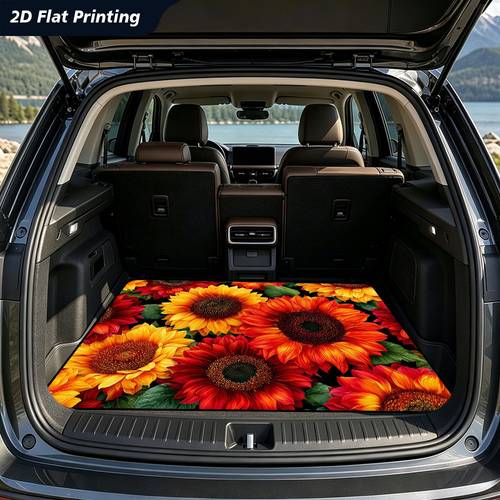 item picture 2d flat 1pc thanksgiving blooming red sunflowers car mat exquisite printed personalized car interior for trucks storage vehicle interior additions ideal pick