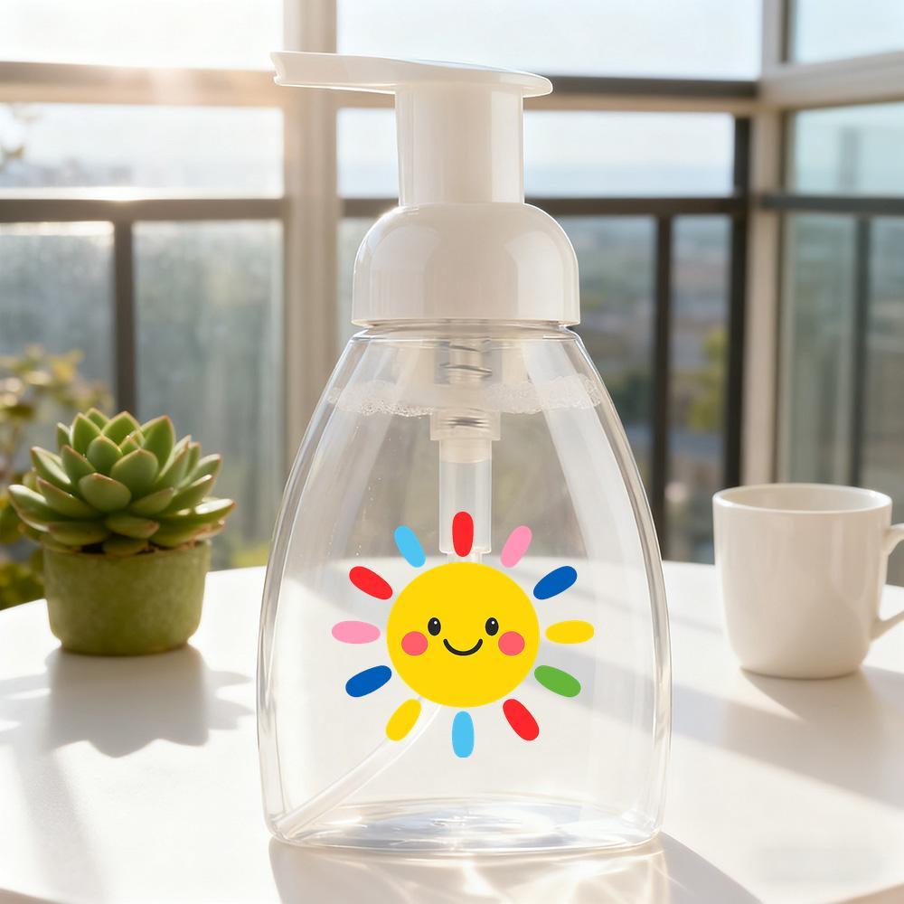 TEMU I dispenser per trucco a pompa possono riempiti con questo dispenser di schiumogeno e a forma di sole sorridente. Questa bottiglia a pompa in