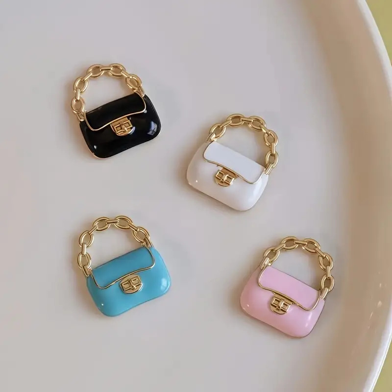 Image of 4pcs Set Of Cute Style Handbags, Fashionable Premium Simulation Mini Packaging Additions, Alloy Clasp Bag Handmade Materials, Model House Mini Handbag Additions, : White Black