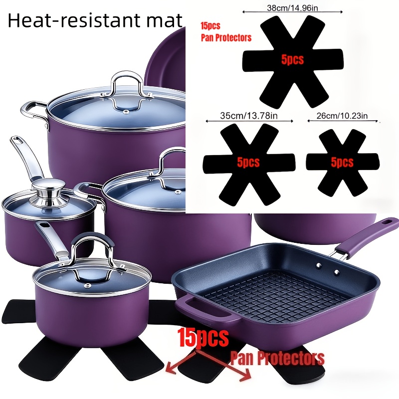 15-pack Felt Pan Protector Set, Non-scratch Printed Patterns, Reusable And Washable, Stackable Space , Durable Cookware Protectors For Pots, Pans, Skillets And Bakeware, Kitchen Organizer