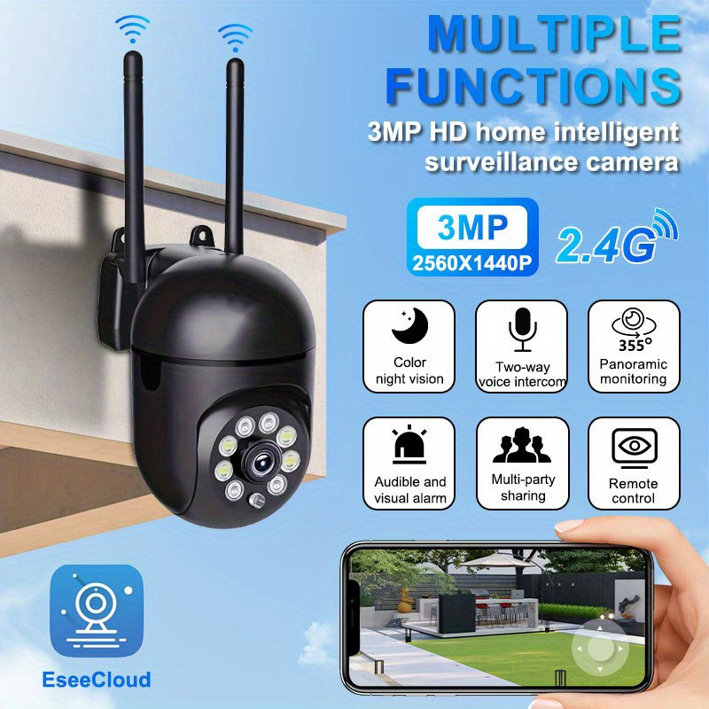 Teruhal 3MP HD WiFi Security Camera - Wireless Home Surveillance with Motion Detection, Two-Way Audio, Color Night Vision & PTZ Functionality details 0