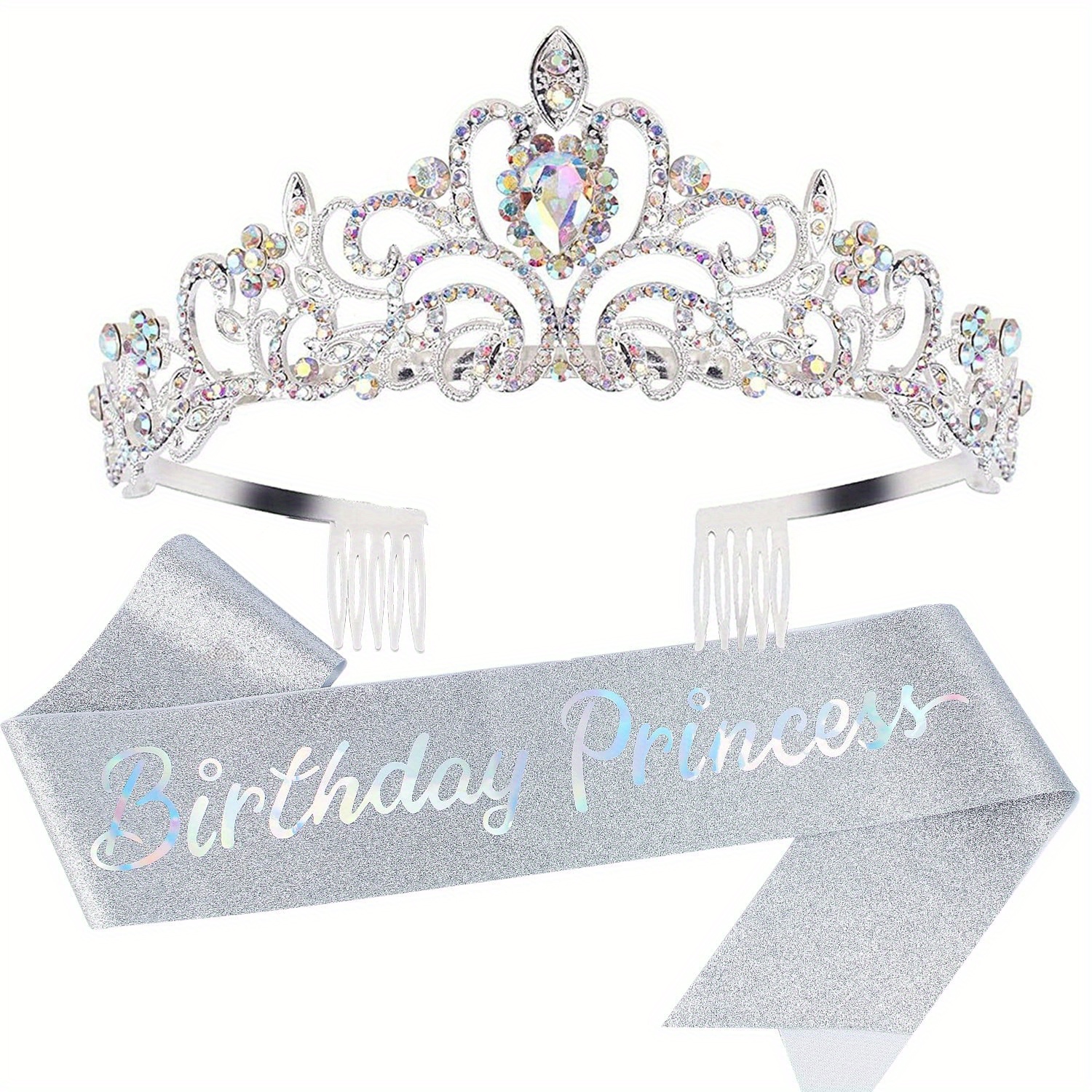 Couronne & Écharpe D'anniversaire Reine | Diadème Strass Or Rose & écharpe Satinée - Cadeau Fille/femme 16/18/21/30/40/50 Ans - 3