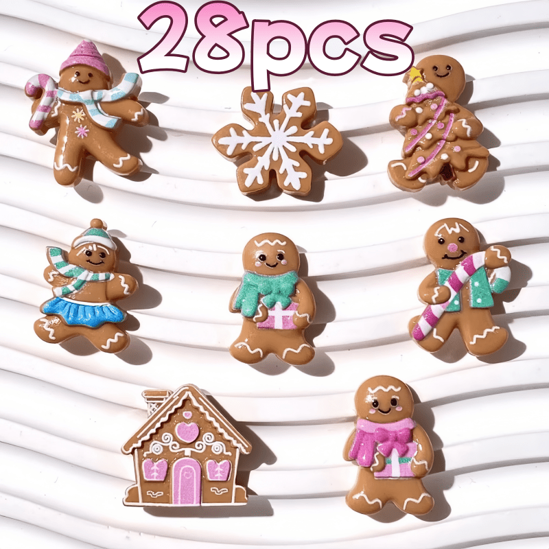 TEMU Set van 15/28 stuks kerstversieringen van peperkoek, thema sneeuwvlokken, peperkoekhuisje, kerstboom en sneeuwpopvormen, tafeldecoraties voor
