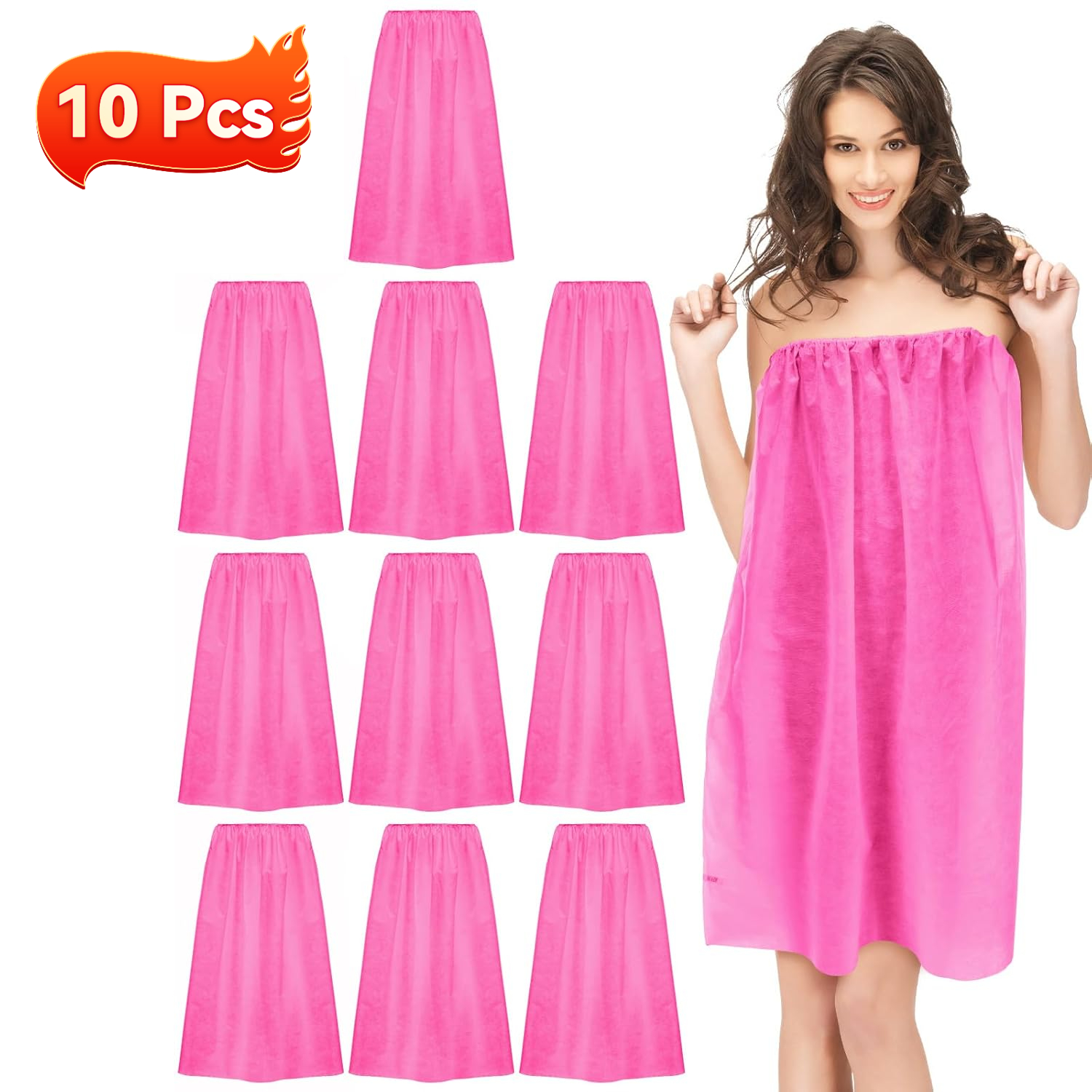 TEMU 10pcs Pink Disposable Spa Wraps For Women- Adjustable Closure Non- Salon Towels, Unscented Body Wraps For Beauty, Sweating& Steam , Essential