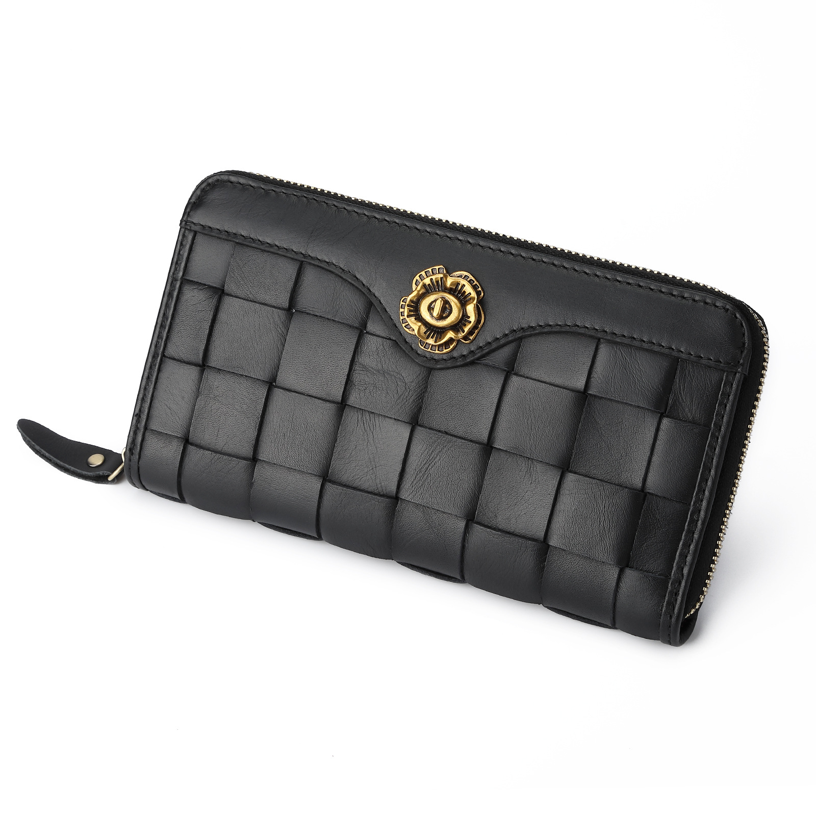 Long Zip Around Wallet, Genuine Leather, Vintage Style, Unisex, Multi-functional Organizer With Full-zip Closure& Multiple Card Slots, For Daily& Travel Use