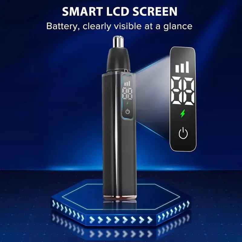 ear and nose hair trimmer with led display usb rechargeable nose trimmer portable washable cutter head ear trimmer led display all metal body vacuum cleaning fathers day gift Product details 3