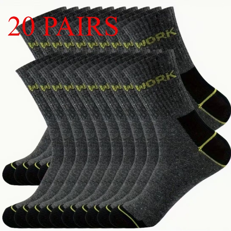 TEMU 20 Double Socks Men Low And Shallow Mouth Socks Mid-calf Sweat-absorbing Sports Socks Men's Outdoor Socks Autumn And Winter Socks,