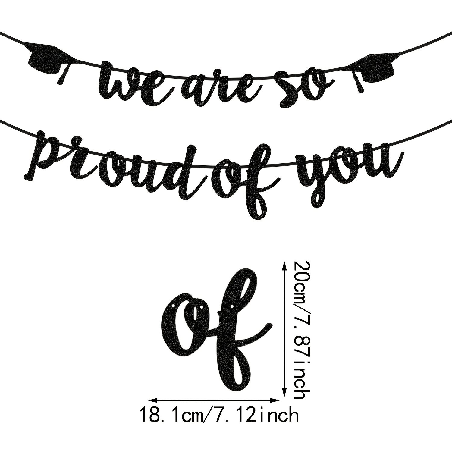 TEMU Graduation Banner Party Decoration, Black Glitter So Of You Graduation Banner Garland Congratulations Graduation Party Supplies, School, Home,