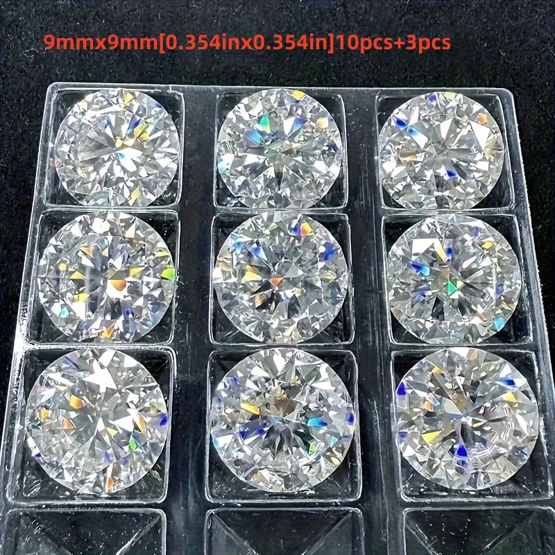 Image of High-end 1 Set Of 10pcs + 3pcs Premium Round Glass Synthetic Gemstones, Making And Ideal As Gift , Suitable As Jewelry Components And Accessories