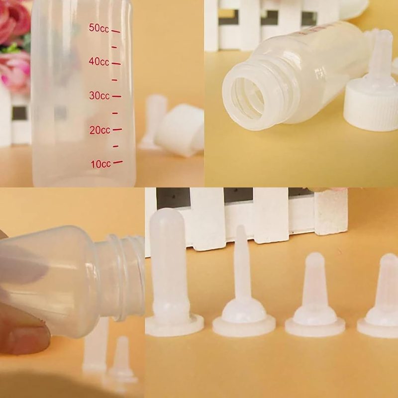 Pet Feeding Bottle Set, Pet Nursing Bottle, Nipples, Feeder Kit Small Animal, Newborn Puppies And Kittens, Rabbit, Squirrels (White)