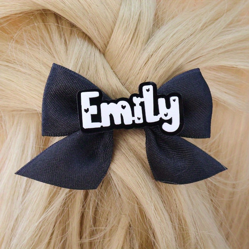 TEMU Custom Acrylic Y2k Hair Clip - Personalized Name Bow Barrette With Alphabet Letters, Cute Rectangular Hair For S, Graduation Friendship Wedding Gift (assorted Colors), Smooth Glossy