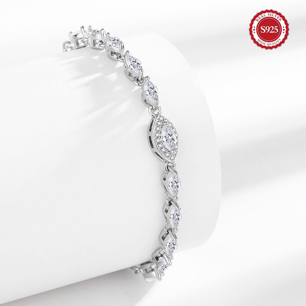 TEMU S925 Silver Bracelet Featuring A Light Luxury Moissanite Design, A High-end Pull-out Style That Exudes , Hypoallergenic, Use And