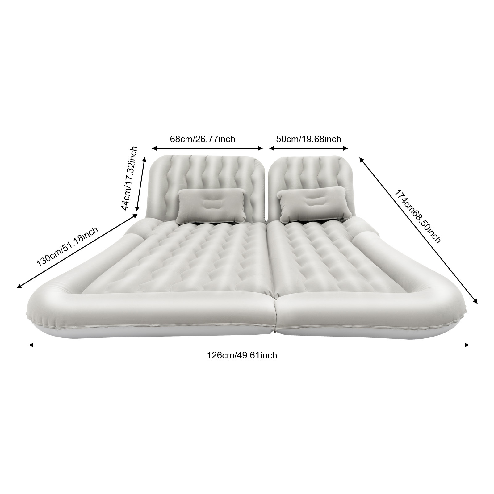 TEMU Colchón SUV de PVC flocado con una carga de 551.16 Lbs, con particiones dobles y 6 orificios de inflado, una bomba, diseño plegable y ergonómico