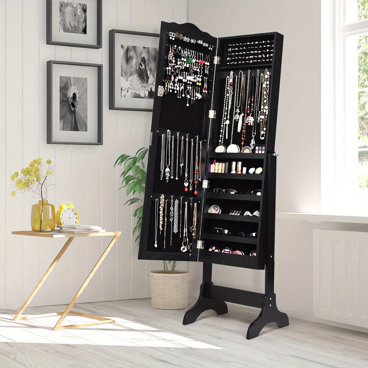 1pc contemporary wooden jewelry organizer full