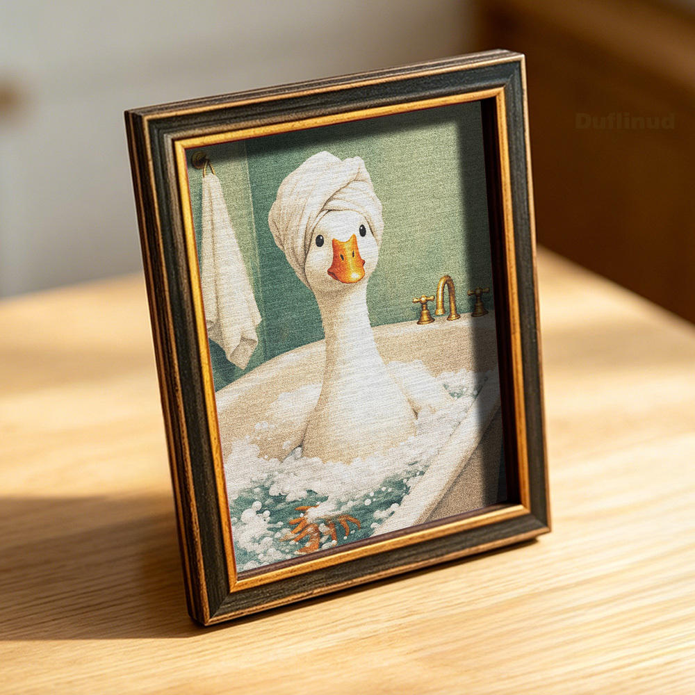 TEMU Aimant de réfrigérateur d'oie avec serviette de bain, mini aimant de en bois, motif amusant d'oie qui prend un bain, décoration parfaite pour de