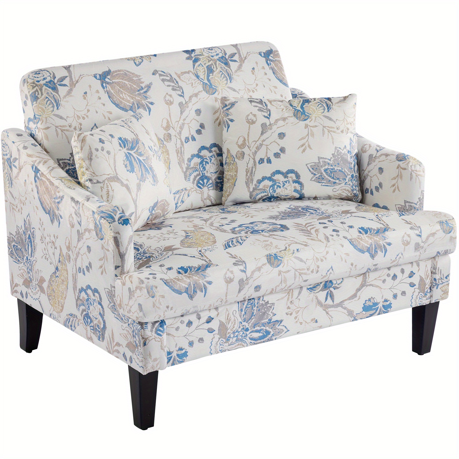 Modern Oversized Accent Chair, Wide Seat Upholstered Big Reading  Armchair with Wood Legs And Pillows, Leisure Comfy Single Sofa Cha