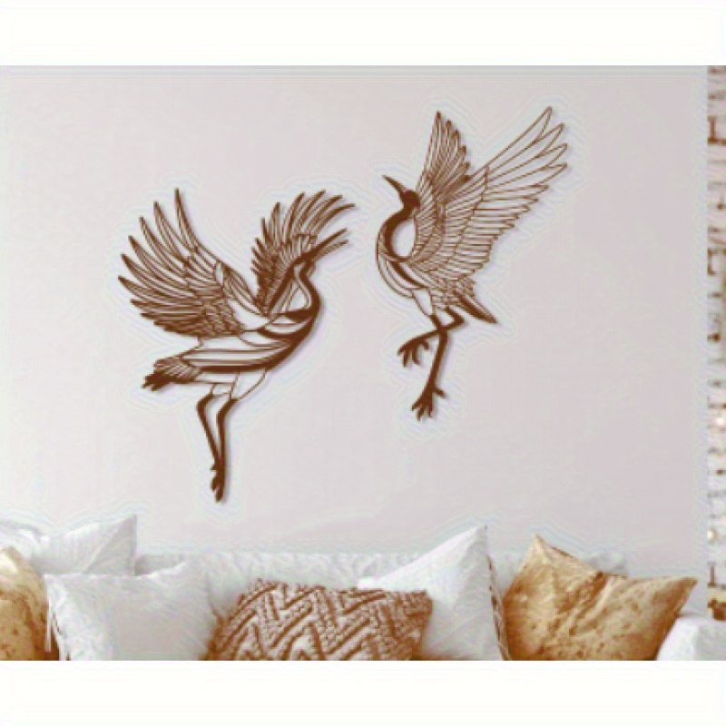 TEMU Œuvre Murale Unique en Métal Grue, Grande Sculpture d'Oiseau pour Salon et Extérieurs – Cadeau Idéal pour Anniversaires & Pendaison de