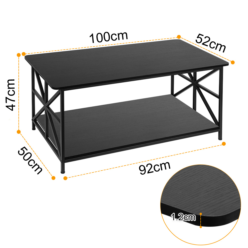TEMU 100*52*47.5cm Two-level Table, Coffee Table, Dual-level Storage Coffee Table, Tea Table, Spacious Living Room Coffee Table, Outdoor Patio Coffee
