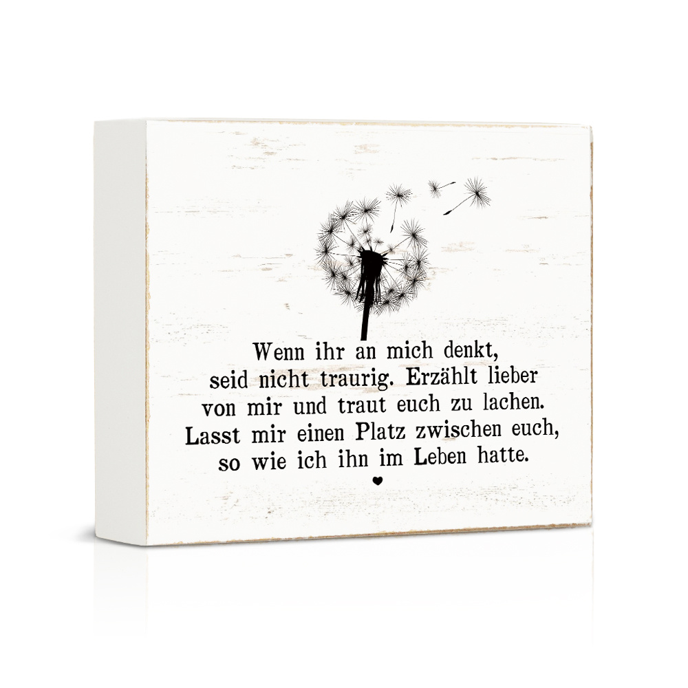 1pc Putuo Decor Inspirational German Quote Wooden Sign - "when You For Of Me, Be Sad. , Laugh" - Rustic Design With Dandelion Illustration - Perfect Desk Decor For Home & Room - Memorial Gift
