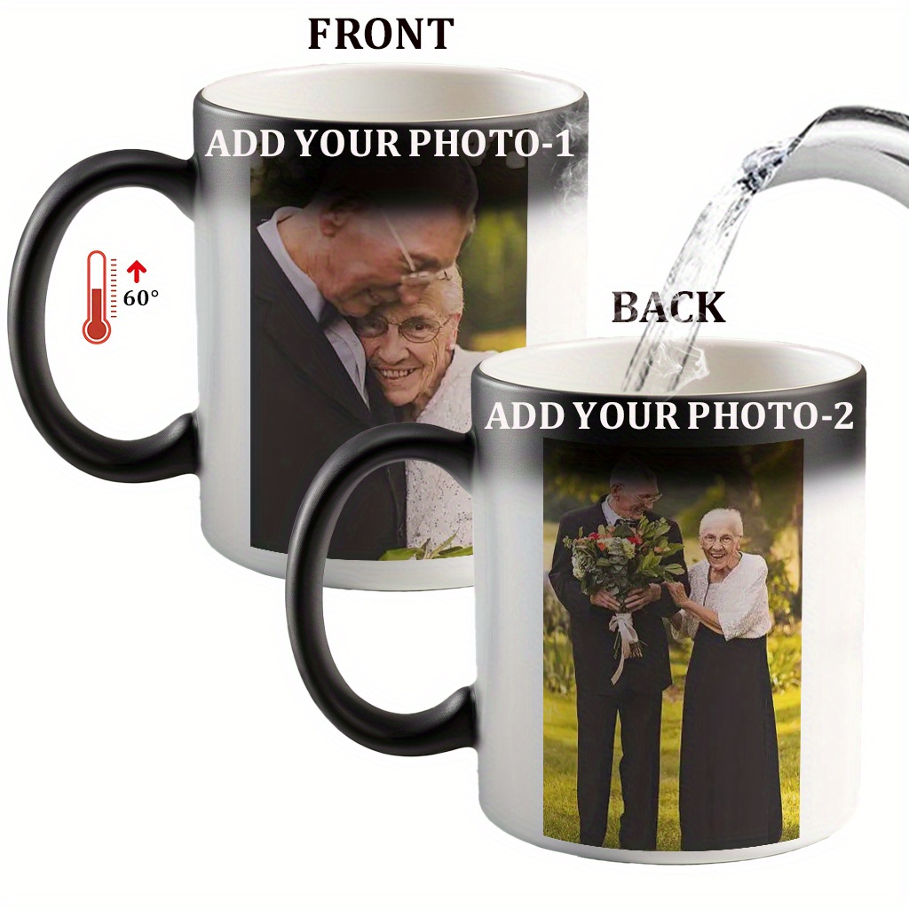 Image of 1pc, Custom Color-changing Cup, Double-sided Photo Printing, Cup That Color When Hot Water Is Added, Birthday Gift, Valentine's Day, Creative Gift, Gift For Men And Women