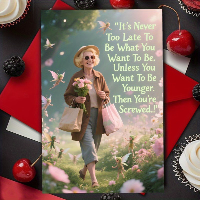 TEMU 1pc Funny Sarcastic Birthday Card For Best Friend Bestie - Whimsical With Butterflies & Flowers, Humorous Aging Quote, Birthdays,