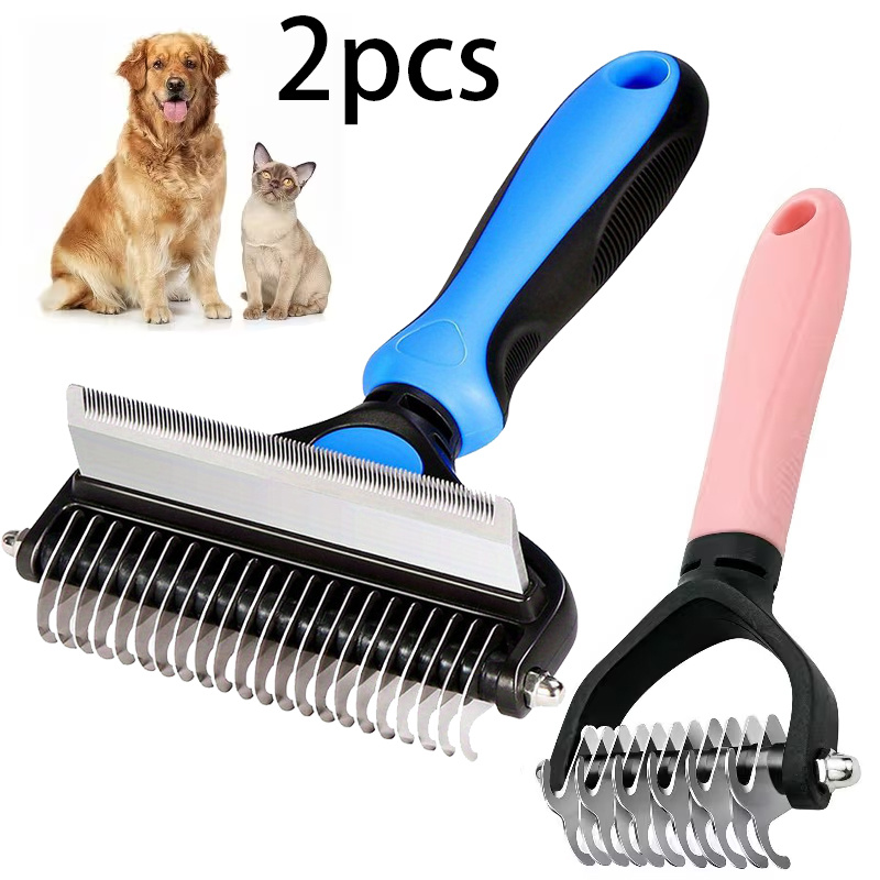 Two-Piece Pet Comb Set, Detangling Comb, Dog Detangling Knife, Grooming Comb for Dogs, Cat Grooming Tool, Dog Comb