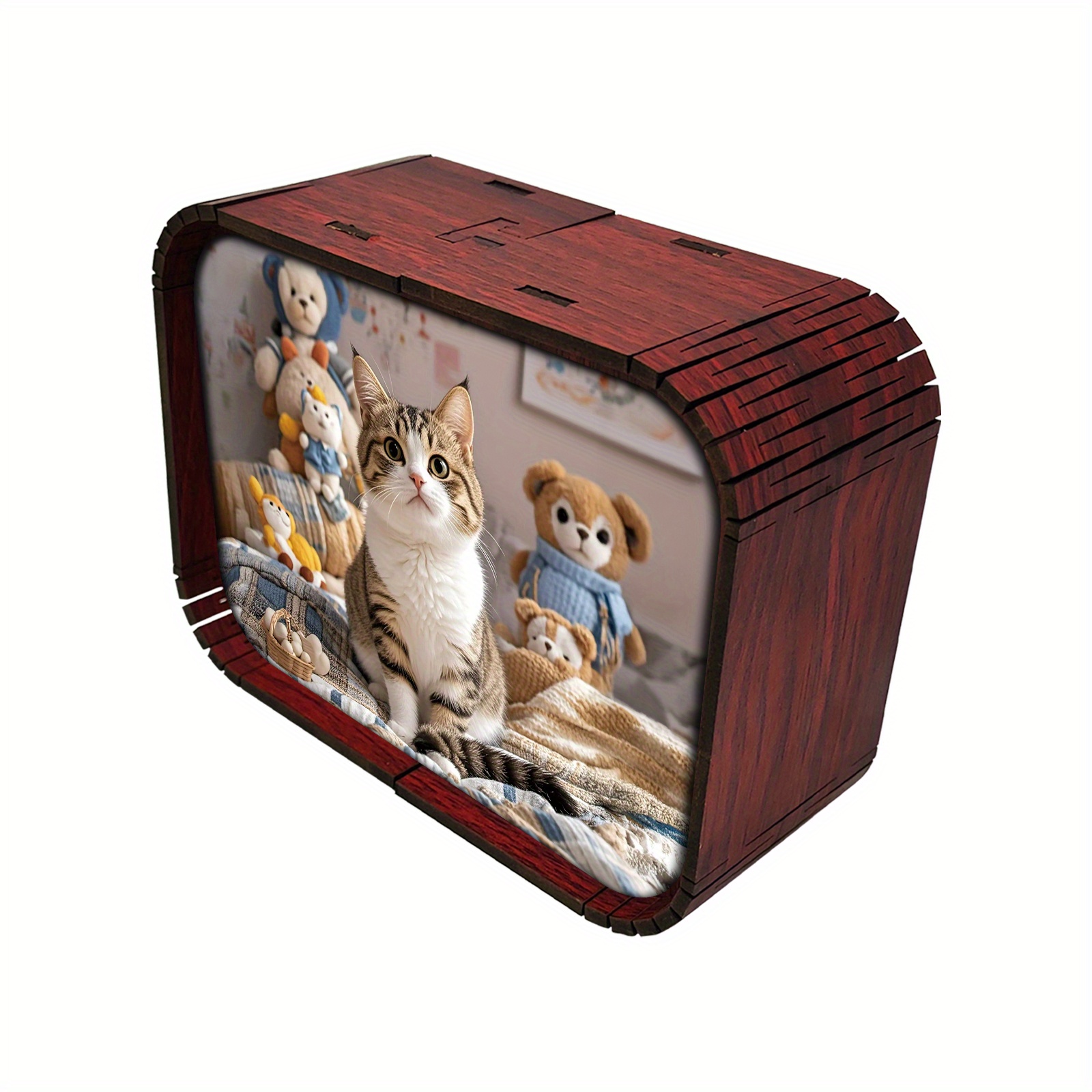 TEMU 1pc Custom Wooden Spinning Music Box | Ideal For Family Photos, Travel Memories, , Couples, Single Portraits, Pets, Personalized With Birthday