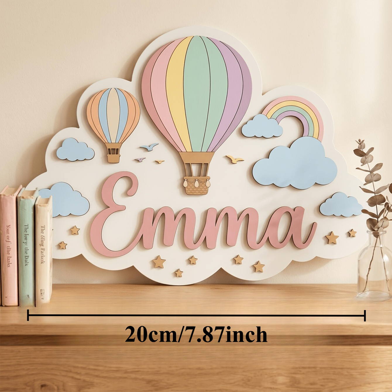 Floral Print Decorative Plaque | Wooden Wall Nameplate