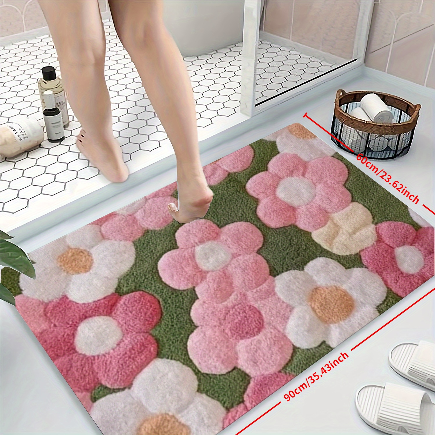 1pc With Bright , , Absorbent And Quick-drying Non-slip Bathroom Floor Carpet, Washable, Ideal For Kitchen, Entrance And Shower Decoration - The Perfect Gift, Bathroom Accessory