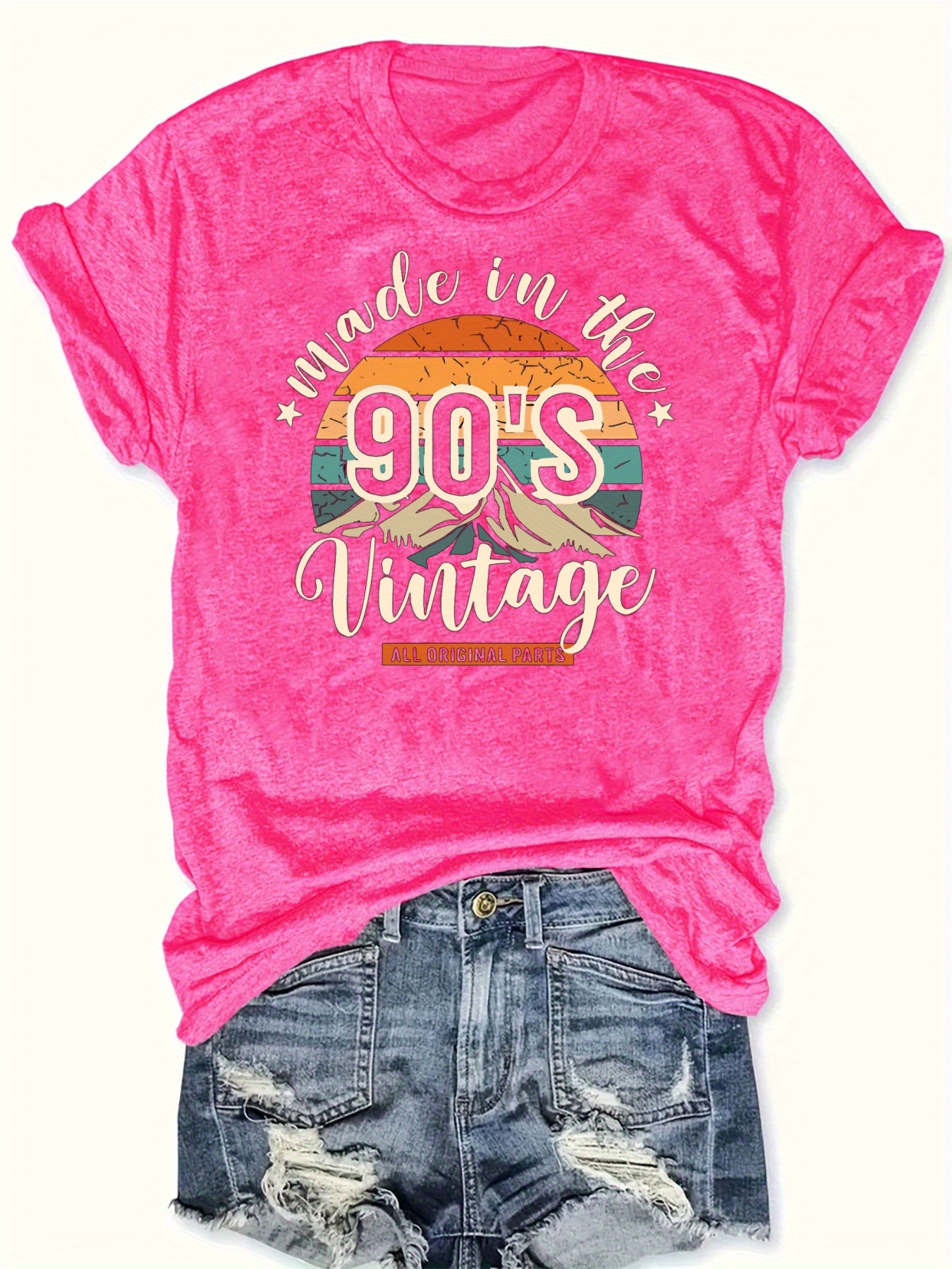 women's vintage 90s graphic t shirt soft pink retro 