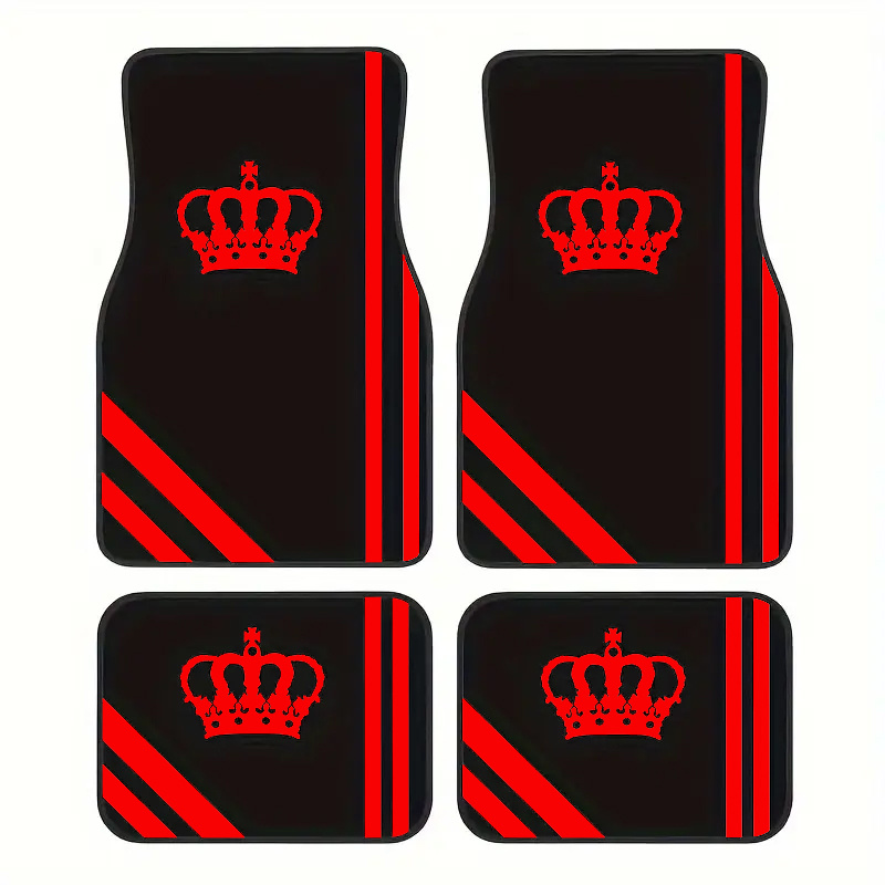 Image of 4pcs Minimalist Printed Car Foot Mats, Universal All- Interior Car Additions – Floor Mats Fit Sedan, Truck, Suv