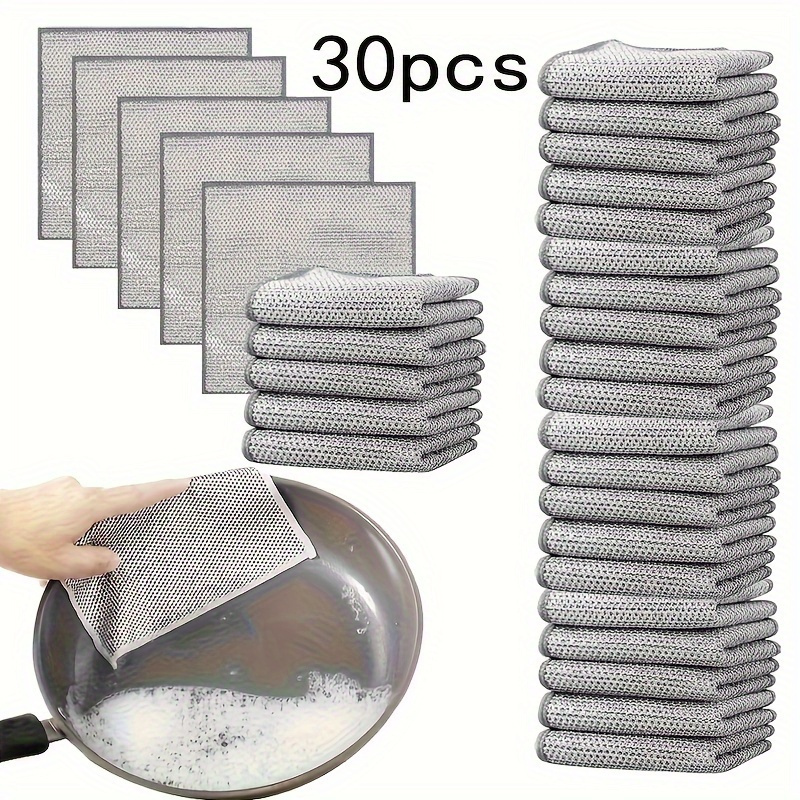 

-free Cleaning Cloths 5/15/30pcs - - Polyester & Steel, Low Lint, For , & Pot Scrubbing