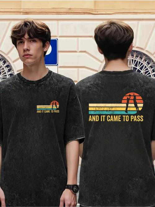 weiches atmungsaktives lässiges washed-t-shirt – lustiges mormonen-missionar-lds-- „it pass“-washed-t-shirt, ausgewähltes kurzarm-washed-t-shirt aus baumwolle mit lustigem design für herren, weich atmungsaktiv, für alle jahreszeiten , bequem für freizeit- sportbekleidung