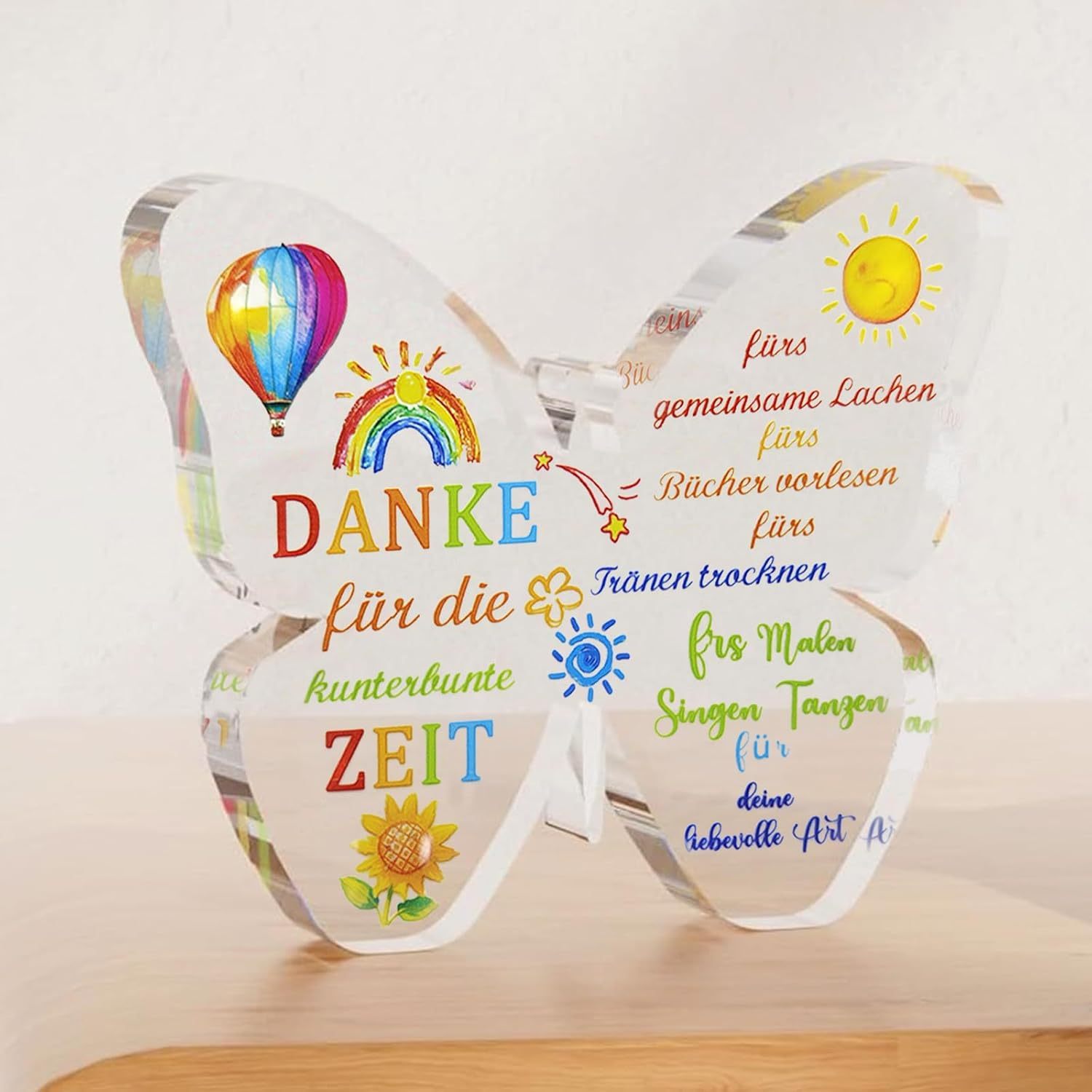 E-shop [2D Flach] Acryl Schmetterling-förmiges Dekoschild für Lehrer, als Abschiedsgeschenk, um Dankbarkeit auszudrücken