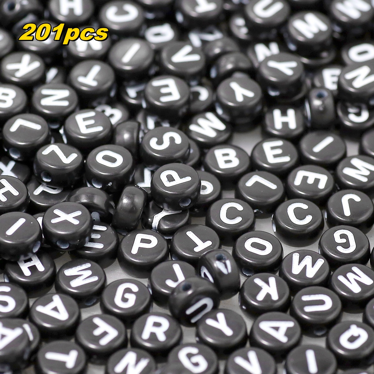 TEMU 4*7mm Halloween Style Black Acrylic Letter Beads With Holes For Stringing, Suitable For Bracelet And Necklace Making, Creative Decorations, And