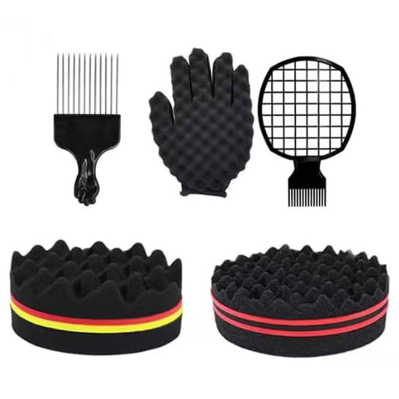 TEMU 5pcs Hole Sponge Afro Hair Styling Tool Perm Hair Dreadlock Styling Unisex Sponge Set