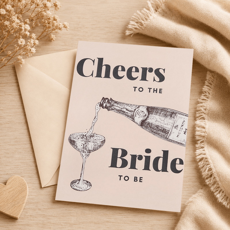 TEMU 1 Greeting Card + 1 Envelope. The Bride-to-be With This Elegant "cheers To The Bride" Greeting Card — Featuring A Vintage-style Pour
