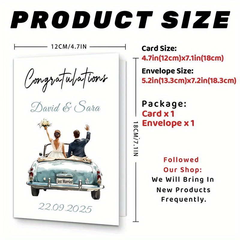 TEMU Custom 1 Greeting Card, Can Print Name And Date, Wedding Greeting Card, Engagement Anniversary, Anniversary Date, Gift Card With Wishes, Custom