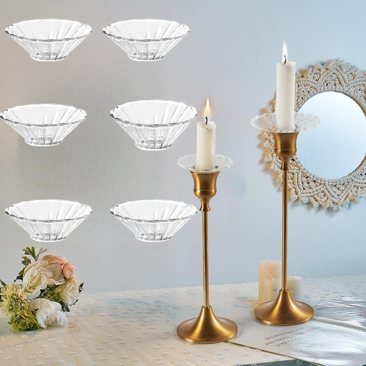 Portacandele in argento per candele coniche 3,2cm, 4 pezzi
