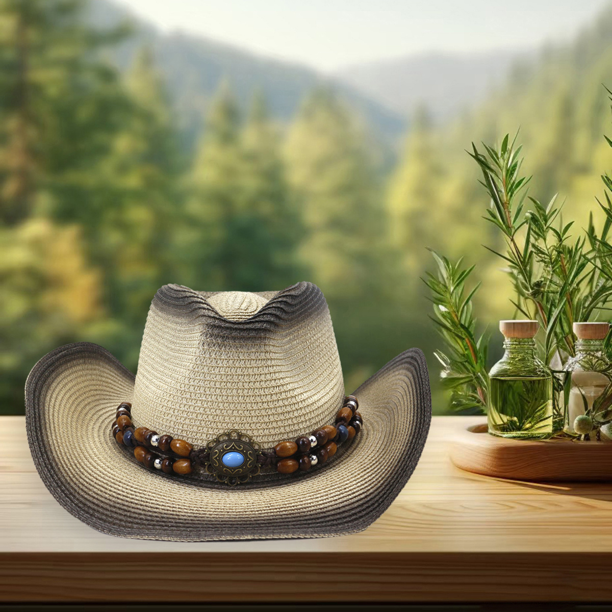 Wide Brim Cowboy Straw Hat Lightweight Breathable Summer Sun Hat Unisex 1pc unisex wide brim straw cowboy hat straw cowboy hats men  main image 2