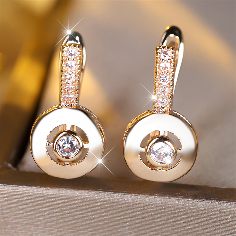 Image of 1 Pair Kc Hoop Earrings With White Cubic Synthetic Synthetic Zirconia Round Hoop Clip On Earrings For Wedding Party Valentines Day