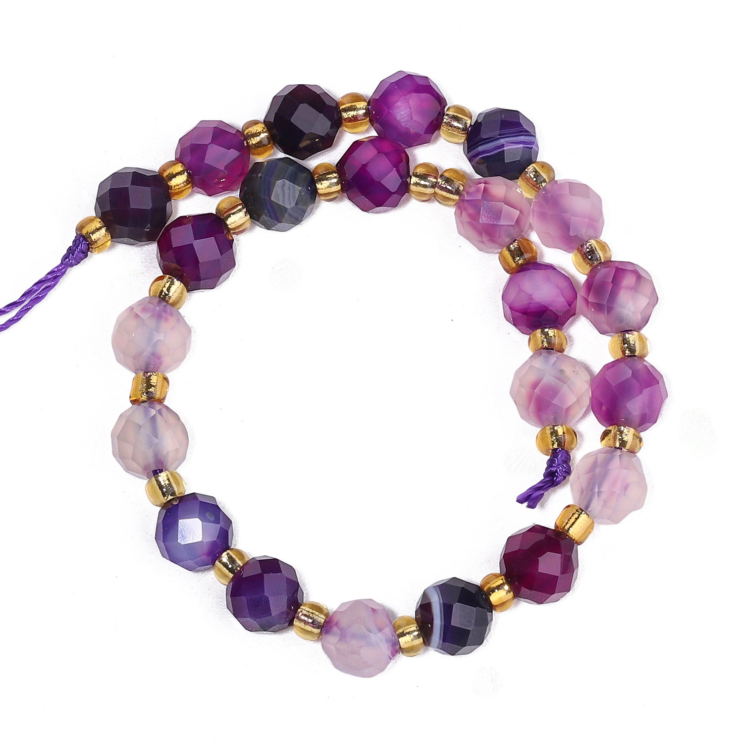 TEMU 6/8/10mm Natural Stone Purple Striped Agate Beads - Suitable For Making, Loose Round Beads With Base For Bracelets, Necklaces, Earrings Crafts,